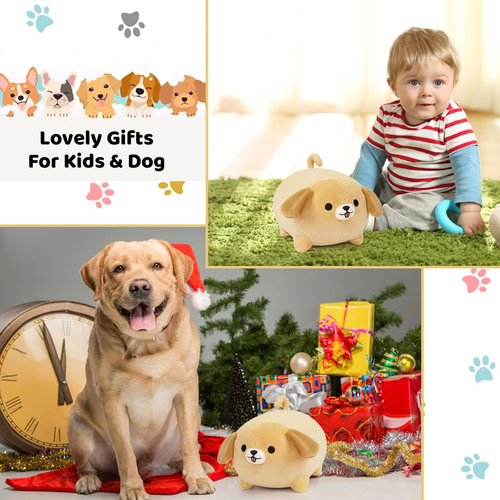 Leokawin Dog Plush Pillow,8inch Puppy Stuffed Animal Toy,Cute Soft Dog Plushie Hugging Pillow Valentine Christmas Birthday Gifts for Kids Girlfriend Boyfriend