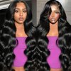 KUCUFIGHTA 200％ Density Body Wave Lace Front Wigs Human Hair Pre Plucked 13x4 HD Lace Frontal Wigs for Women Glueless Wigs Brazilian Virgin Human Hair Wig with Baby Hair 24 Inch