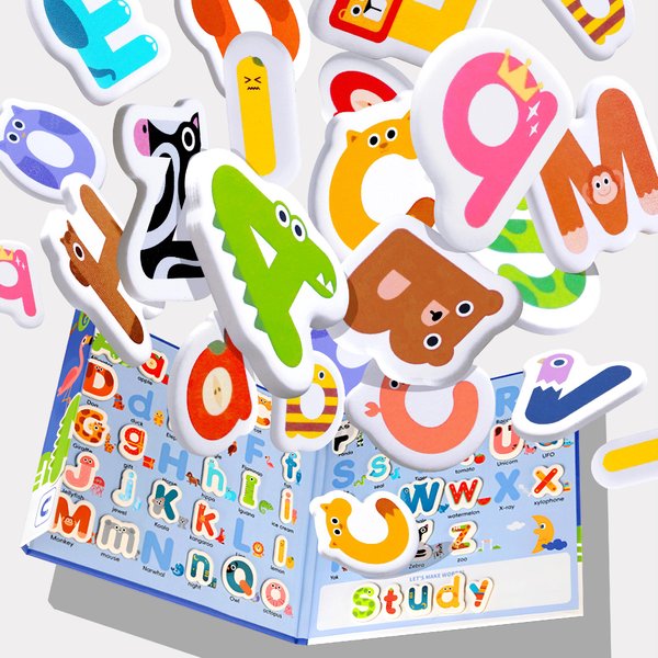 Dotimo 78PCS Magnetic Alphabet Letters with ABC Educational Toys Board for Toddlers 1-3 Years Old Refrigerator Uppercase and Lowercase Magnets for Perfect Travel or Road Trip Great Birthday Party Game