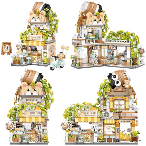 QIUXQIU Building Blocks Toys Japanese Street View Mini Bricks Coffee Shop, MOC Creative DIY Simulation Architecture Mini Particle Construction Building Toys Gift Idea for Kids Adults (Coffee Shop)