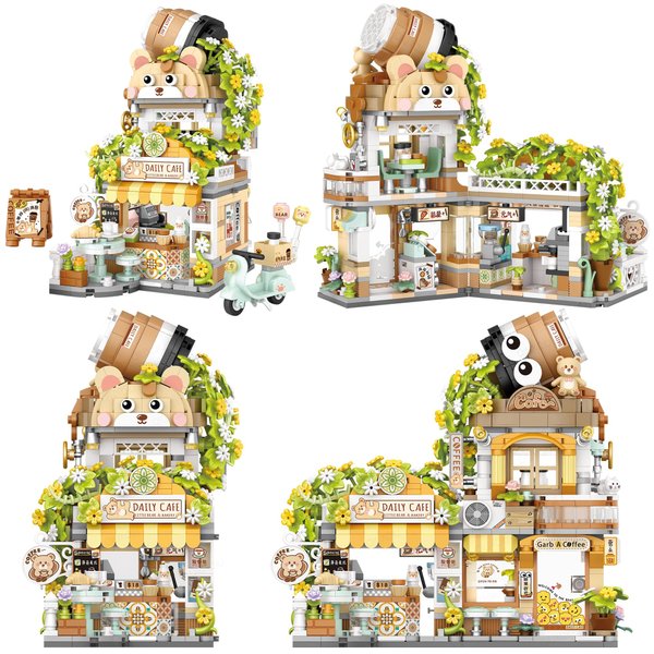 QIUXQIU Building Blocks Toys Japanese Street View Mini Bricks Coffee Shop, MOC Creative DIY Simulation Architecture Mini Particle Construction Building Toys Gift Idea for Kids Adults (Coffee Shop)