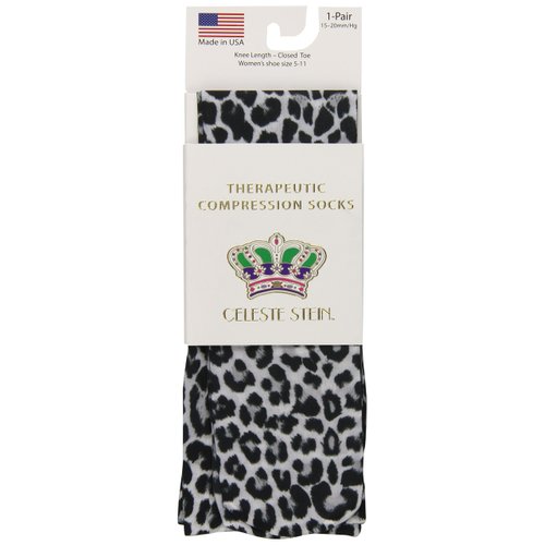 Celeste Stein Therapeutic Compression Socks, Black Grey Spots, 15-20 mmhg, 1 Pair