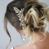 Yean Crystal Bride Wedding Hair Comb Gold Rhinestones Bridal Hair Piece Accessories for Women and Girls