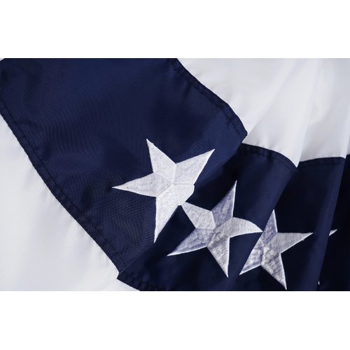 FRF FLAG American Flag Bunting 3x6 Ft, Made in USA, Embroidered Patriotic Bunting Flags, 4th of July Bunting Outdoor, with 3 Brass Grommets