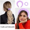 YISSION Purple Spa Headband & Wristband Set Skincare Headband & Wrist Bands for Washing Face Makeup Silk Hair Scrunchies Flower Hair Claw Clips Sponge Facial headband & wrist towels for Women Girls