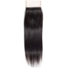 BLACKMOON HAIR Brazilian Virgin Straight Hair 3 Bundles With Free Part Lace Closure Unprocessed Virgin Human Hair Extensions Hair Weave Natural Black Color (12 14 16 + 10 Inch Closure)