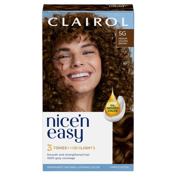 Nice n Easy Clairol Permanent Hair Dye,5G Medium Golden Brown Hair Color,Pack of 1