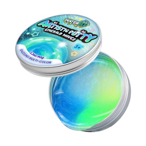 Waterelf Sensory Putty Multi-Color, Non-Toxic Stress Relief Putty, Non-Sticky Creative Fidget Putty Toy for Kids Boys Girls Adults - 3.11 Inch 3.2 Oz - P009-Blue/Green