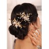Kercisbeauty Gold Hair Comb Set for Women Wedding Bridal Headpiece with Champagne Crystal Pearl Hair Accessories