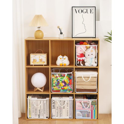 Coorganisers 6 PCS Clear Toy Storage Bags with Handle, Kids Cube Toy Storage Organizer, Stuffed Animal Storage Organizer, Playroom Toy Organizer Plastic Storage Bags for stuffed animal,Puzzles,Blocks