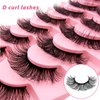 Russian Strip D Curl Lashes, Flu-ffy 17mm Fake Faux Mink Lashes that Look Like Extensions Curly Volume Wispy Eyelashes Natural Look 7 Pairs Pack(7P-E05)