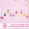 WERNNSAI 20PCS Flamingo Hanging Swirl Decorations Tropical Hawaiian Luau Party Ceiling Streamers Pink Ceiling Hanging Swirl Pool Beach Supplies for Girls Birthday Baby Shower Party Decorations