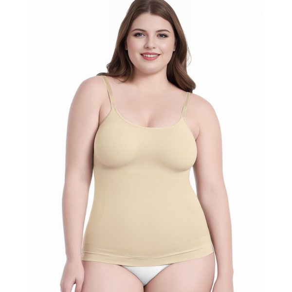 AURUZA Women's Shapewear Tummy Control Scoop Neck Camisole Tops for Women Seamless Compression Tank Top Regular and Plus Size, L, Beige