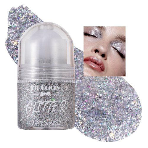 Roll-on Body Glitter Gel, Mardi Gras Mermaid Sequins Holographic Face Glitter Paint， Hair Glitter Gel Festival Accessories,Rave Party &Halloween Body Glitter Makeup for Women (#07)