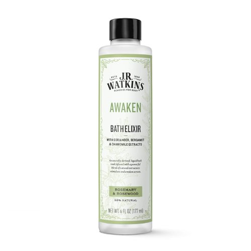 J.R. Watkins Awaken Bath Elixir, Liquid Bath Soak, Rosemary & Rosewood with Natural Extracts, No Salt, No Residue, 6 oz