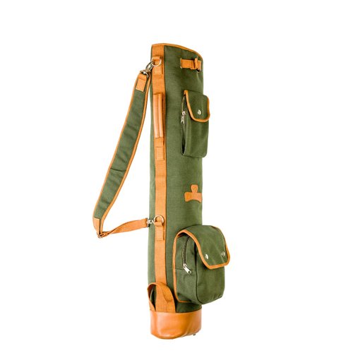 Thorza Sunday Golf Bag for Men and Women, Vintage Canvas and Leather, Stores Balls, Tees, and Clubs for 18 Holes, Zippered Pockets, Lightweight, Small Carry Bag – No Stand Stick
