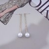 Sttiafay Vintage Rhinestone Pearl Drop Earrings Gold Long Tassel Pearl Earrings Linear Crystal Chain Earrings Cz Rhinestone Tennis Earrings Jewelry for Women