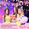 Fulmoon Pre Strung Happy Sweet 16 Banner Glitter Sixteenth Birthday Party Decorations 16th Birthday Party Sign Sweet 16 Party Decorations for Birthday Party Bachelorette Party (Pink)