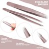 12 Pieces Eyebrow Tweezers Stainless Steel Slant Tip Tweezers Facial Hair Eyebrow Precision Tweezers for Men and Women (Rose Gold)