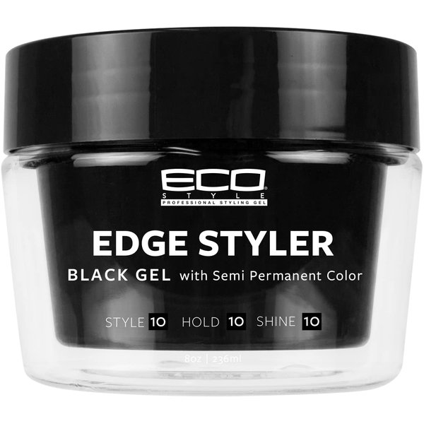 Eco Style Professional Styling Gel Edge Styler Black Gel with Semi Permanent Color - 8 fl oz (Pack of 1)