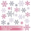 Whaline 400Pcs Glitter Snowflake Foam Stickers Christmas Pink White and Silver Self-Adhesive Snowflake Foam Decals Decorative Xmas Stickers for Christmas Winter Baby Shower Birthday Party DIY Craft