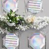 Gatherfun Iridescent Party Supplies - Disposable Paper Plates, Cups and Napkins, Ideal for Birthday, Mermaid Themed Events & Birthday or Wedding Party Decoration - Serves 16