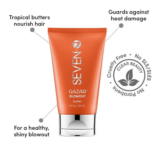 SEVEN Hair Care Gazar Blowout Butter Curly Hair Styling Curl Cream, Anti-Frizz, Hydrating, Thermal Heat Protection with Coconut Oil, Jojoba, Murumuru Butter, Perfect for Men & Women, Made in USA, 4oz