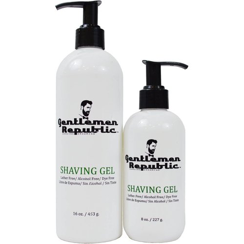 Gentlemen Republic 8oz Shaving Gel - 100% Alcohol-Free, Lather and Dye-Free Formula with Maximum Glide for Comfort, Made in the USA