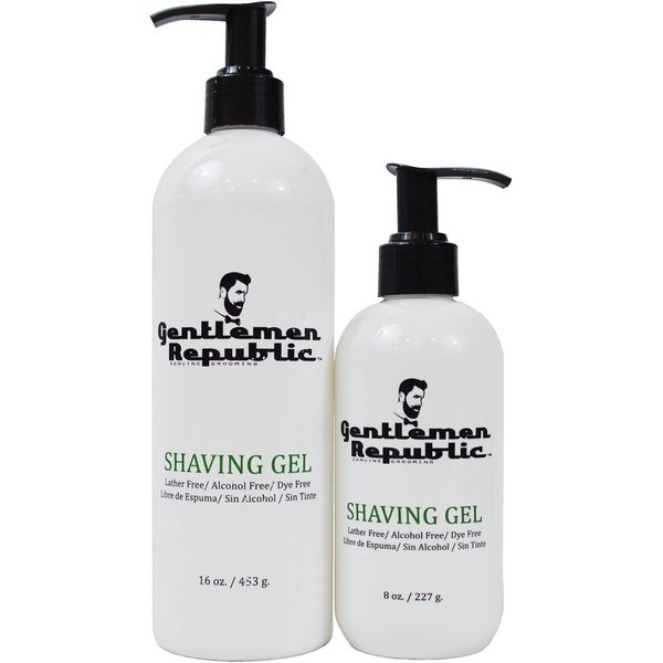 Gentlemen Republic 8oz Shaving Gel - 100% Alcohol-Free, Lather and Dye-Free Formula with Maximum Glide for Comfort, Made in the USA