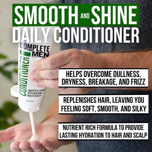 COMPLETE FOR MEN - Conditioner for Men, Smooth and Shiny Replenishing Conditioner - Mens Conditioner for Damaged Hair, Natural Hair Moisturizer, Repairs and Nourishes, Intense Hydrating Conditioner