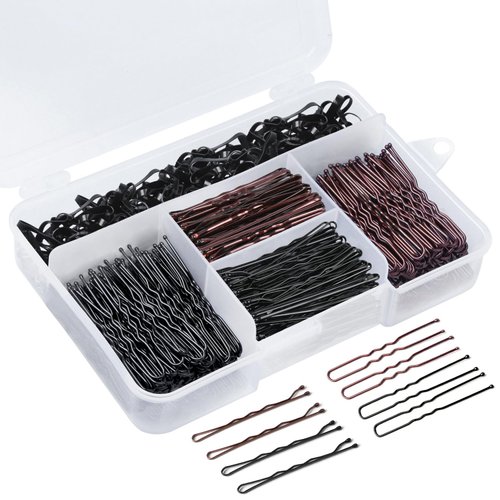 HOIRIX 300pcs Bobby Pins Hair Pins Kit,Bobby Pin Hair Pins with Hair Bands for Girls and Women,Hair Accessories (Black+Brown)