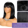 YYHR BLunt Cut Bob Wig With Bangs 14" Shoulder Length Yaki Straight Synthetic Hair Wigs Black Bob Daily Costume Wig Hair Replacement Wigs (14Inch,1B)