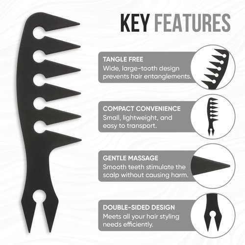 AceMan Hair Comb - Professional Styling Comb For Texture and Volume - Black