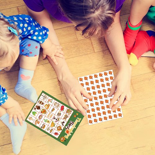 Thanksgiving Bingo Game for Kids 24 Players 8 Designs Multi Color Holiday School Activity Party Game Supplies