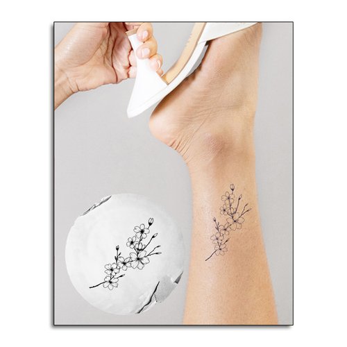 Inkbox Temporary Tattoos, Semi-Permanent Tattoo, One Premium Easy Long Lasting, Water-Resistant Temp Tattoo with For Now Ink - Lasts 1-2 Weeks, Blossom Tattoo, 4 x 4 in, Blossom Gazing