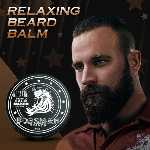 Bossman Relaxing Beard Balm - Beard Tamer, Relaxer, Thickener and Softener Cream - Beard Care Product - Made in USA (Naked Scent)