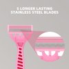 5/10 Pack 5-Layer Pink Manual Razor for Women, Classic Manual Safety Razor,Shaving, Replacement Refills, Body Bikini Hair Removal Shaving Tools (10 Pack)