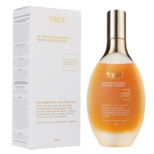 TRUU Probiotics Amino Purifying Cleanser – Ultra-Gentle Treatment with 51% Probiotics & 25% Amino Acids – Cleanses, UV Protection, Enhances Hydration & Elasticity for a Radiant, Youthful Glow | 5.3 Oz