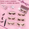 GOO GOO Mink Eyelashes, Middle Long Crossed Cluster Type False Eyelashes 20mm Natural Layered Effect Hand Made Strips Siberian 3D Mink Lashes Fluffy Full Fake Eyelashes