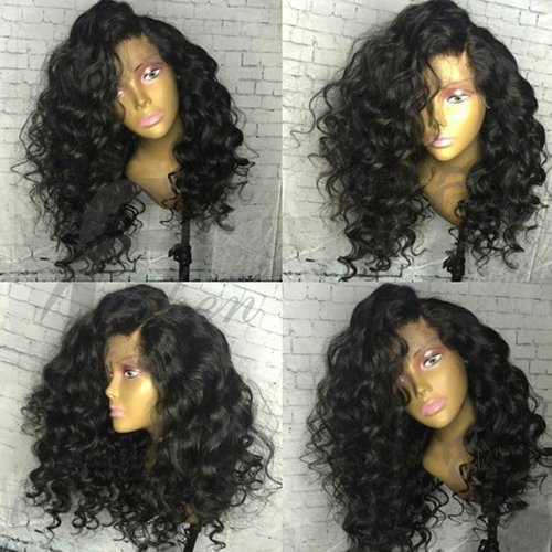 13x6 Lace Front Wig Short Bob Wigs Deep Curly Full Lace Front Wigs 8A Virgin Brazilian Natural Color Wigs (22 inch with 150% Density, lace front wig)