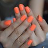 iMABC Neon Orange Summer Press on Nails Gel Full Cover Fake Nails Short Glue False Nails Spring Summer Style for Women Girls Wear 24pcs