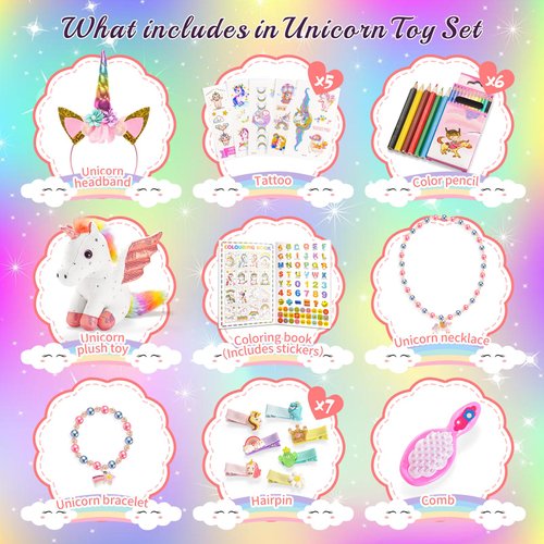 Unicorn Stuffed Animal Toys for Girls Age 4-6 6-8 for Girls 3 4 5 6 7 8 Year Old Girl Birthday Gift Set Princess Unicorn Dolls Plush Toys for 5-7