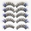 DAODER False Eyelashes Colored Lashes Fluffy Wispy with Blue Color 14mm~16mm Medium C Curl Full Volume 3D Natural Fake Lashes Soft Reusable 5 Pairs (Blue on End)