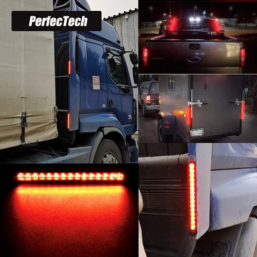 PerfecTech 15 LED Trailer Brake Tail Light, LED Bar Stop Turn Tail Lights Waterproof Assembly Brake Strip Red Light for Marine Boats Golf Cart Offroad Truck RV UTV ATV