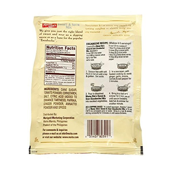 Mama Sitas Sweet & Sour Mix Escabeche 2oz (57g) 6 Pack