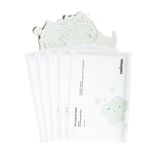 celimax The Real Cica Calming Ampoule Mask | with Centella Asiatica & Madecassoside, Korean Face Sheet Mask for Skincare, Hydrating, Wrinkle & Fine Lines, 27ml (5EA)
