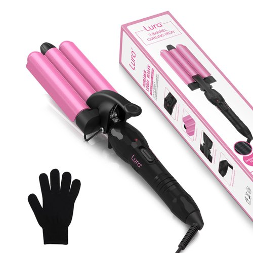 3 Barrel Curling Iron Hair Crimper, 1 Inch Curling Wands Dual Voltage Crimpers Hair Tool, Hair Curling Wand with Two Temperature Control,Fast Heating Portable Crimpers for Waving Hair