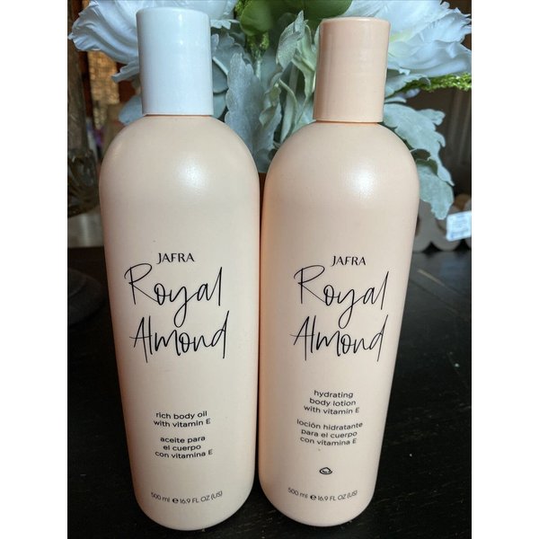 JAFRA Royal Almond Body Oil and Body Lotion Big Size16.9oz Each