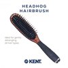 Kent KB Headhog Travel Detangling Hair Brush, Tortoise Shell, Black Rubber Cushion Detangler Brush and Scalp Brush, Firm Rounded Plastic Bristles for Women Men and Kids Everyday Care, Made in England