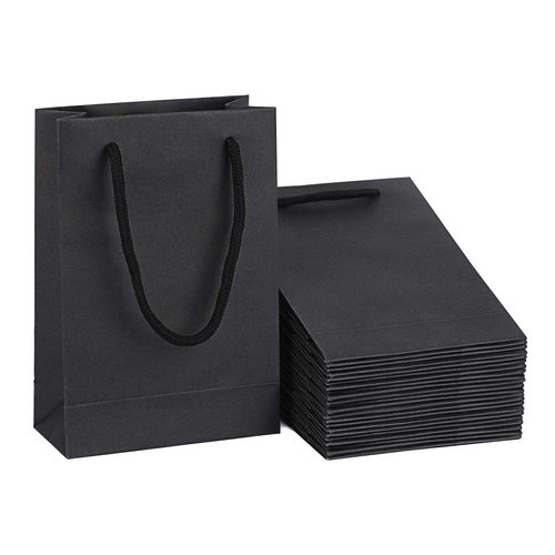 driew Black Gift Bags 50 Pack, small Black Gift Bags Black Paper Gift Bags with Cotton Handle 5x2x7.5 inches Party Gift Bags